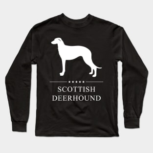 Scottish Deerhound Dog White Silhouette Long Sleeve T-Shirt